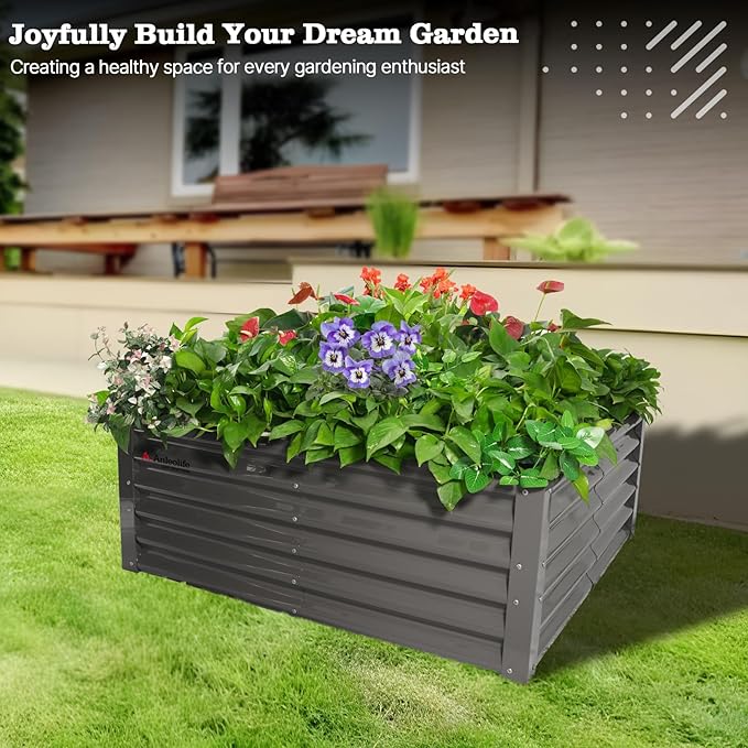 A ANLEOLIFE 4X4X1.5 ft Galvanized Raised Garden Beds Outdoor, Square Metal - Image 6