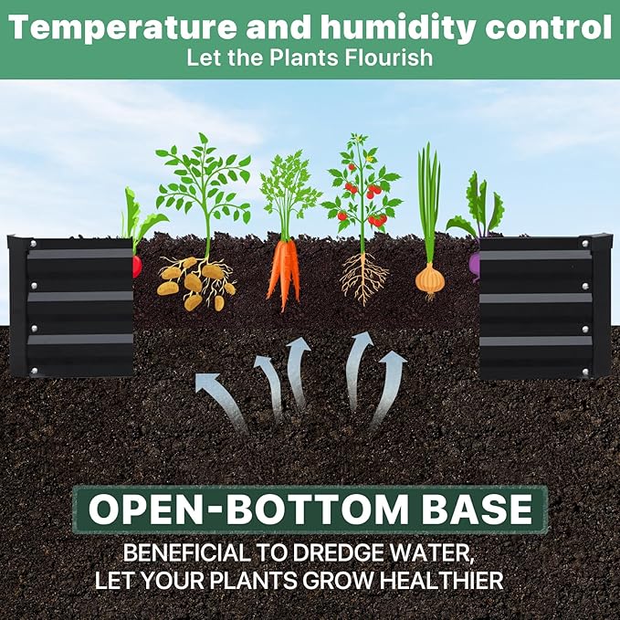 12×4×1ft Galvanized Metal Raised Garden Bed, Metal Planter Kit Box Outdoor - Image 4
