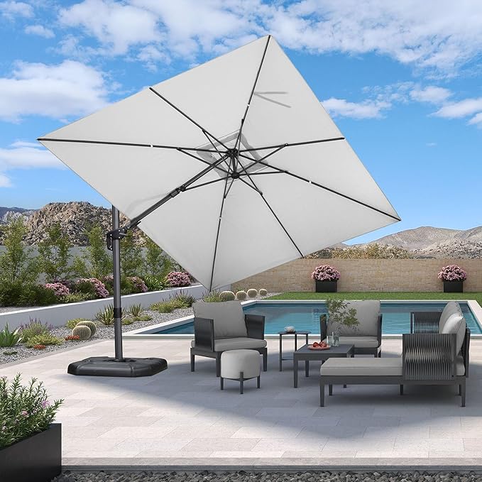 PURPLE LEAF 9' X 12' Left-right Tilt Patio Umbrella Outdoor Cantilever Swivel - Image 2