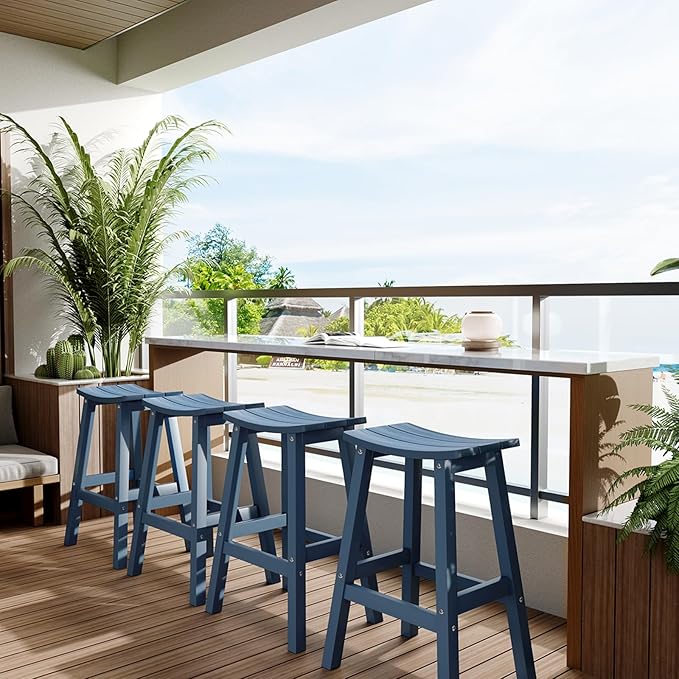 Stoog All-Weather Bar Stools Set of 4, Low Maintenance, - Image 7