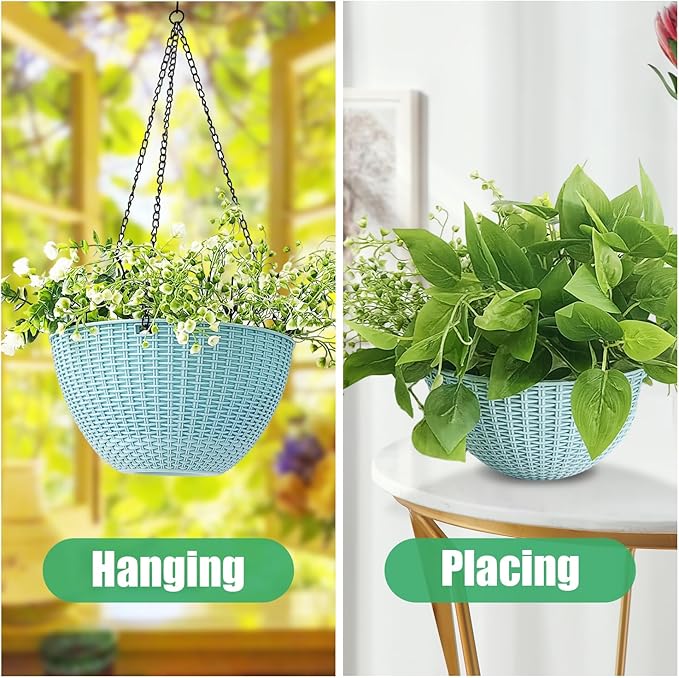 Hanging Planters for Outdoor Plants 8/10 Inch, ​4 Packs Hanging Flower Pot - Image 5