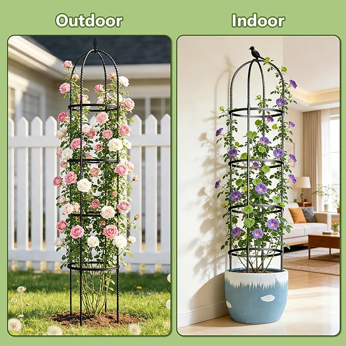 Obelisk Trellis for Garden Plants Climbing: 6ft Rustproof Metal Pipe - Image 8