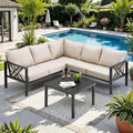 Patio Furniture Set, 6-piece Metal Sectional Furniture Sofa by ONBRILL