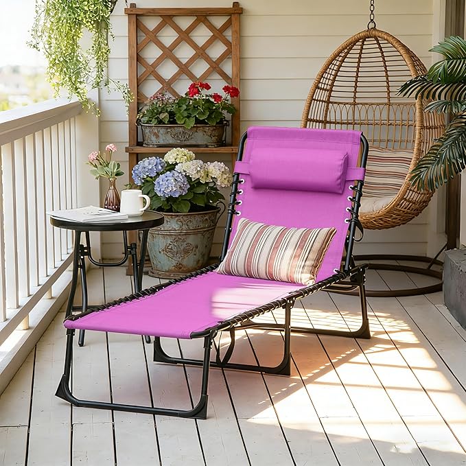 Outsunny Folding Chaise Lounge Chair, Patio Sun Tanning Chair, Outdoor Chaise - Image 8