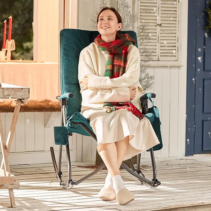 EVER ADVANCED Oversized Folding Rocking Camping Chair, Padded Portable Rocker - Image 2