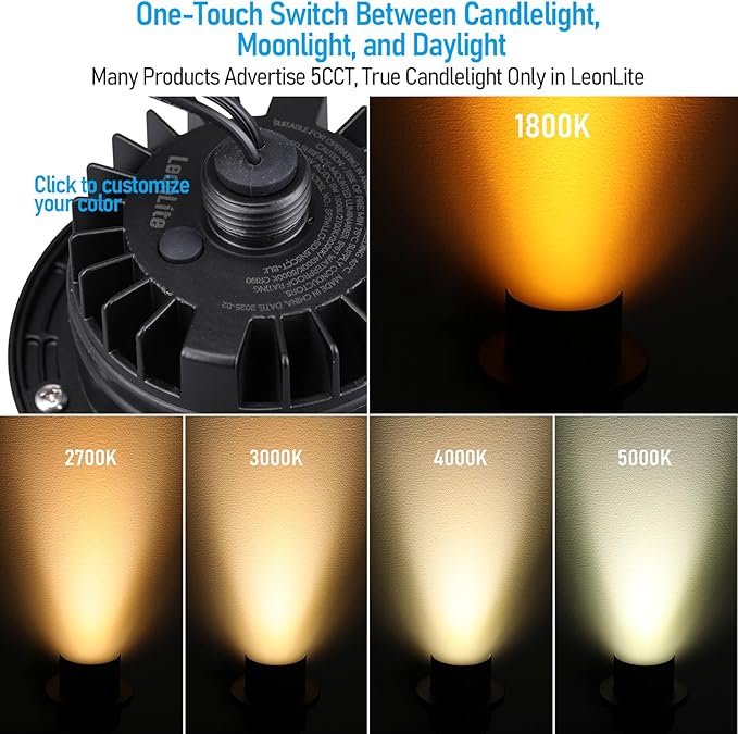 LEONLITE Dia. 4 Inch 5CCT Well Lights Landscape LED In Ground, Shielded Top - Image 3