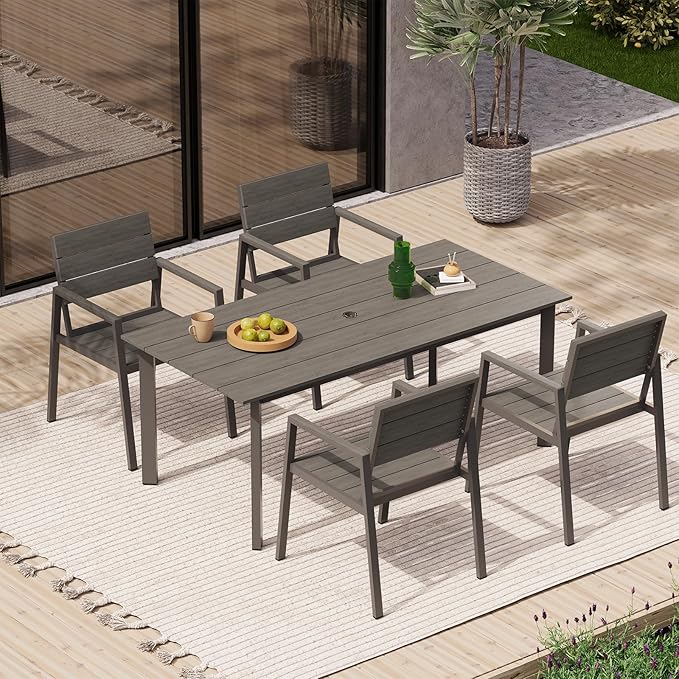Outdoor Patio Dining Chairs Set of 2, 350LBS Capacity Aluminum Patio Dining - Image 2