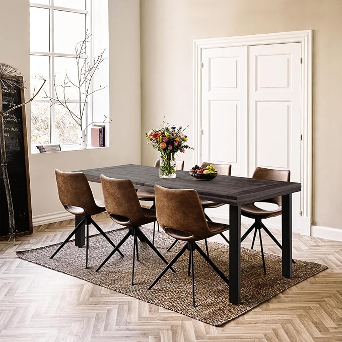 Flamaker Dining Table for 6 FSC Acacia Wood Indoor Outdoor Home Kitchen Table - Image 4