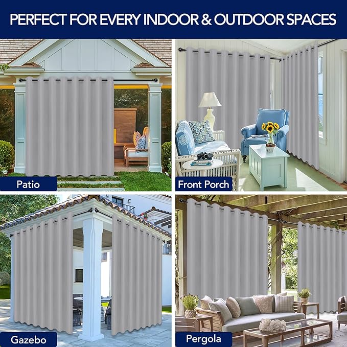 PureFit Outdoor Curtains for Patio Waterproof Weatherproof, UV Resistant - Image 5