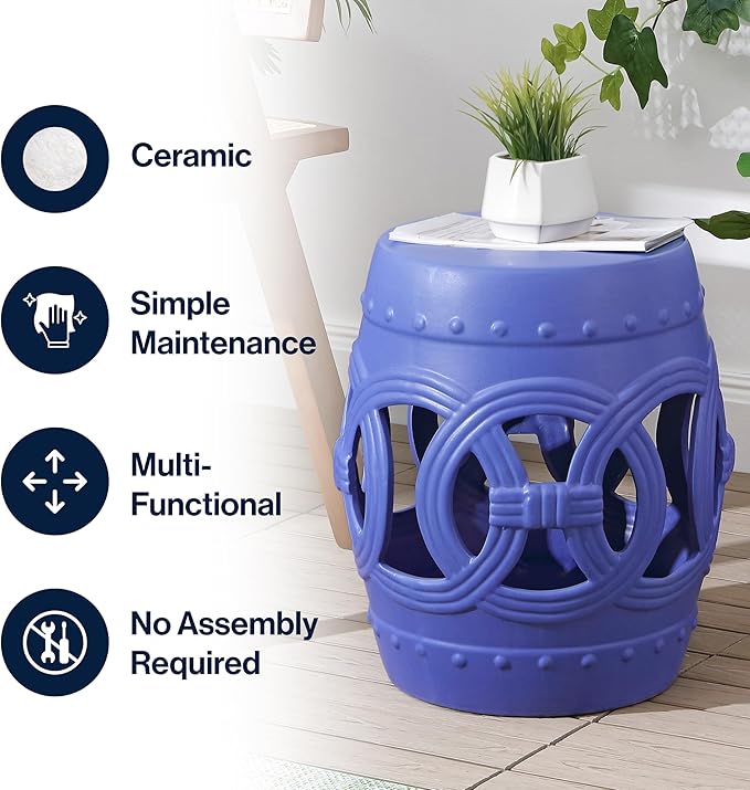 JONATHAN Y TBL1022D Lucky Coins 16" Chinese Ceramic Drum Indoor/Outdoor Garden - Image 5