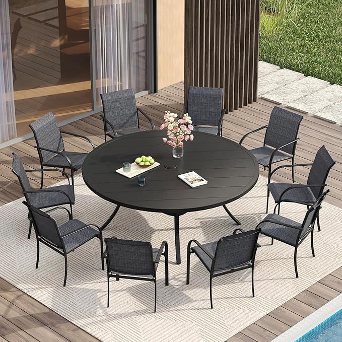 VICLLAX Large Patio Dining Furniture Set, Outdoor Dining Set by HOME