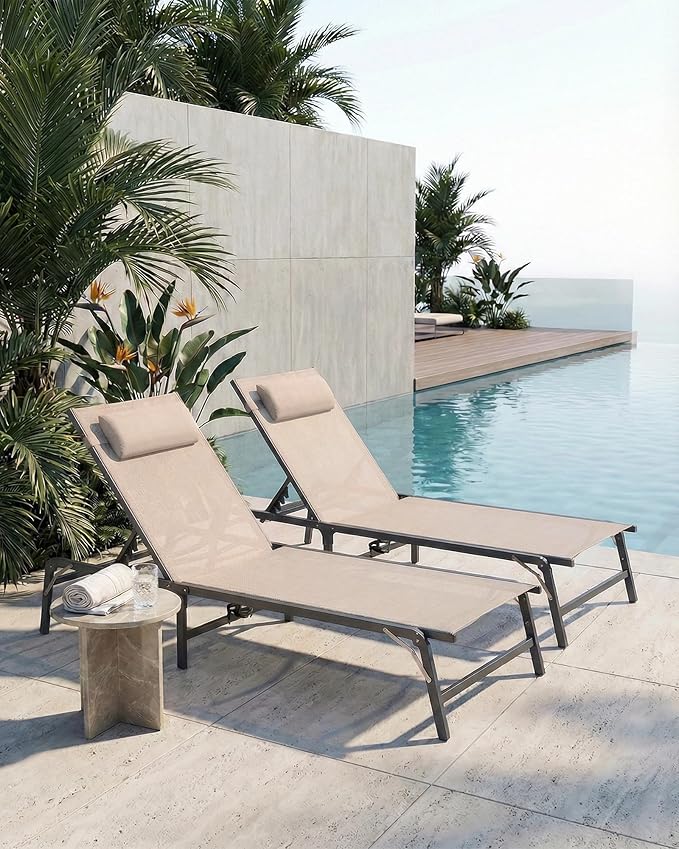 4 Pack Foldable Chaise Lounge Chair - Image 2