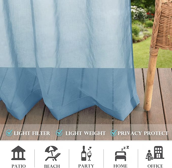 RYB HOME Sheer Curtains Outdoor - Image 7