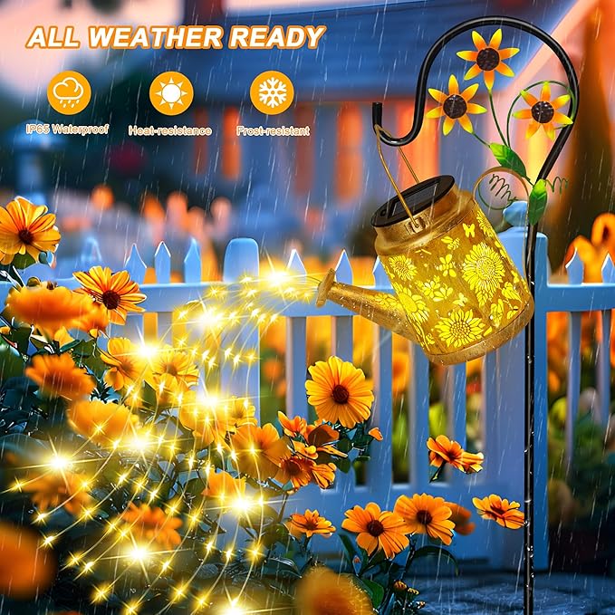 Sunflower Solar Watering Can Lights, Outdoor Waterproof Garden Lanterns - Image 4