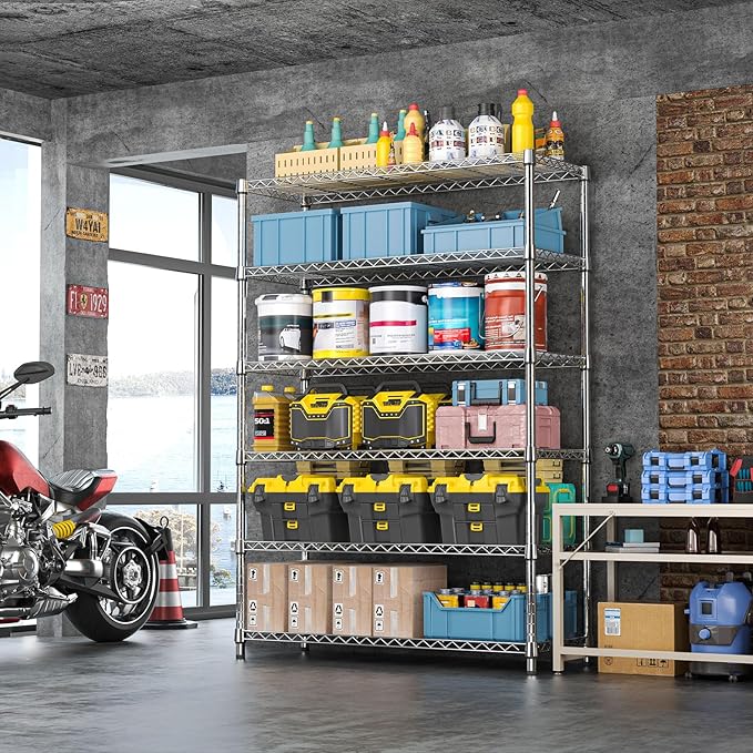 IZEUK 6-Tier Heavy Duty Metal Wire Shelving Unit, Adjustable Storage Rack - Image 2