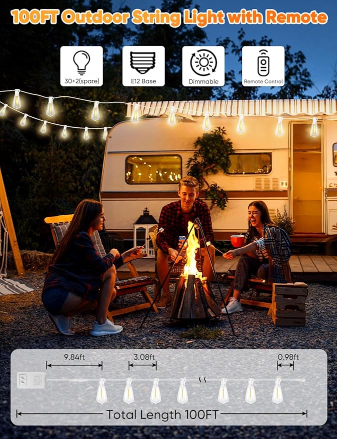 Brightever 100FT Outdoor String Lights - Image 5