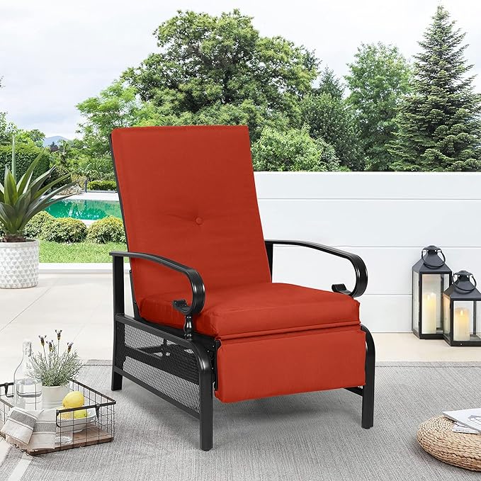 Oakcloud Adjustable Outdoor Lounge Chair Metal Patio Relaxing Recliner Chair - Image 2