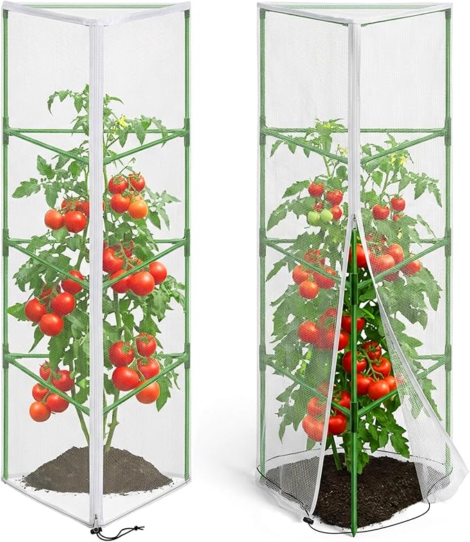 2 Pcs Garden Bird Netting for Triangle Plant Cage, Tomato Trellis Insect Bird by PurpleStar