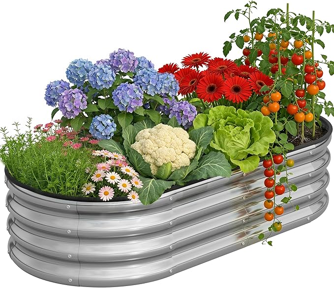 Galvanized Metal Raised Garden Bed Kit by Anmiro