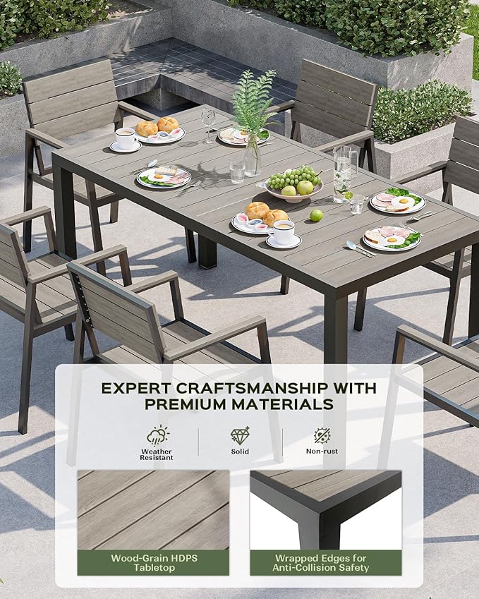 Outdoor Dining Chairs Set of 2, HDPS + Aluminum Patio Dining Chairs - Image 2