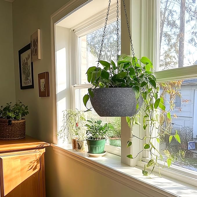 T4U Hanging Planters for Indoor Plants, 10 Inch Hanging Planter Outdoor 2 Pack - Image 3