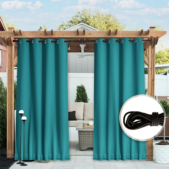 NICETOWN 2 Panels Weighted Blackout Outdoor Curtains - Image 5