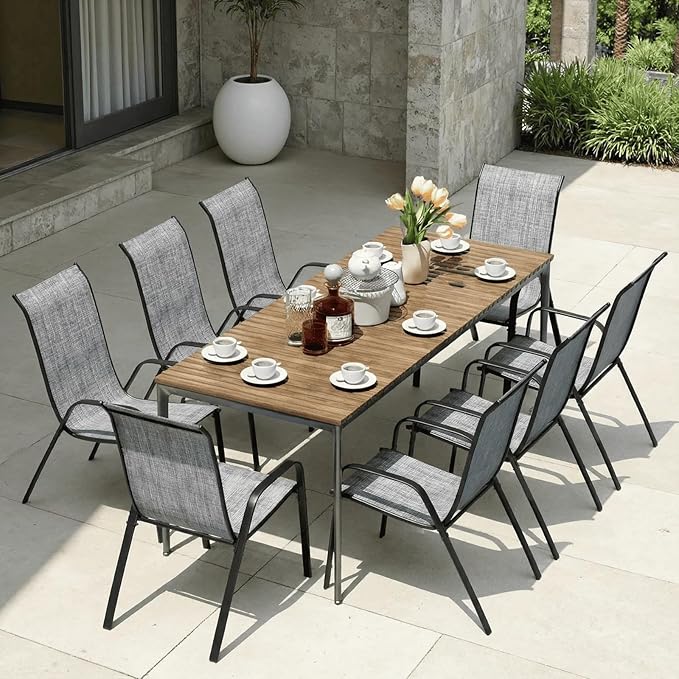 MAMIZO Patio Dining Chairs, Stackable All Weather Teslin Chair, Heavy Duty - Image 9