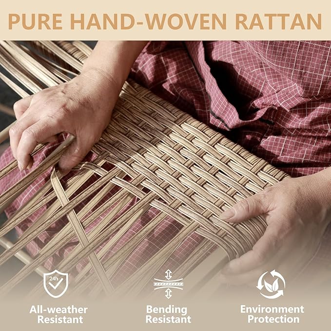 Jing's Villa 7-Piece Outdoor Patio Furniture Set, Ratten Conversation Sectional - Image 3