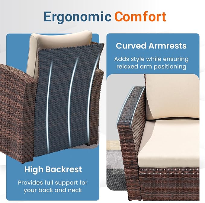Wisteria Lane 4 Piece Patio Furniture Set, Wicker Outdoor Patio Conversation - Image 4