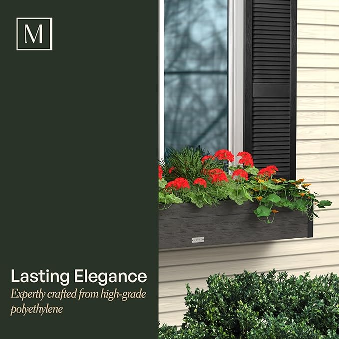 Mayne Horizon 4FT Window Box Planter – Modern Rectangular Faux Wood Grain Design - Image 6