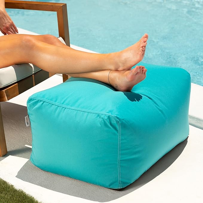 Jaxx Leon Outdoor Bean Bag Ottoman, Cancun Blue - Image 2