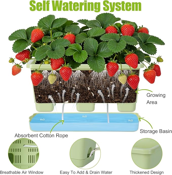 Window Box Planter 6 Packs, 13.8 Inches Rectangle Flower Pots - Image 4