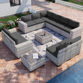 12-Piece Outdoor Patio Furniture Set Wicker Sectional Sofa Set, Patio by MuphyersPatioFurniture
