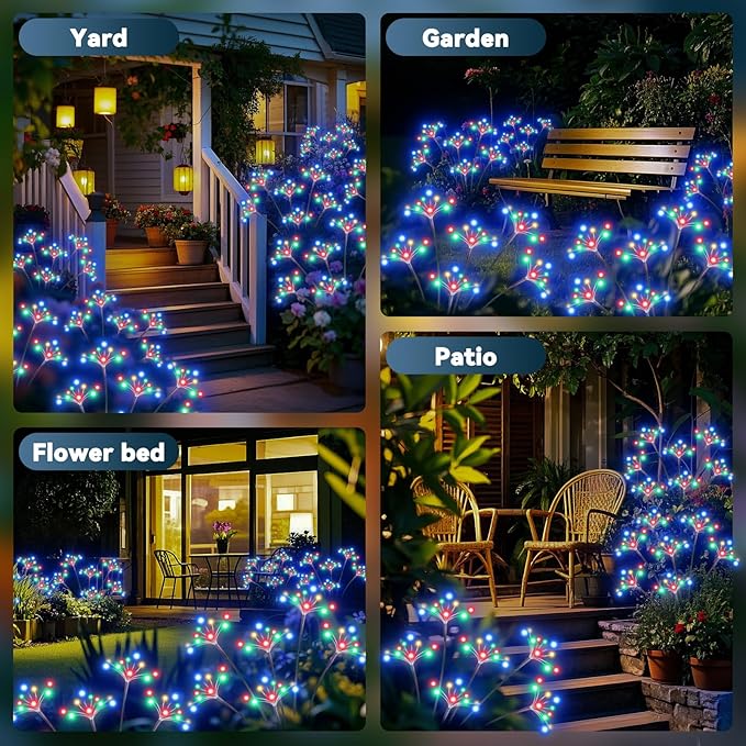 Solar Garden Lights 2 Pack Waterproof Solar Swaying Starburst Light Outdoor - Image 8