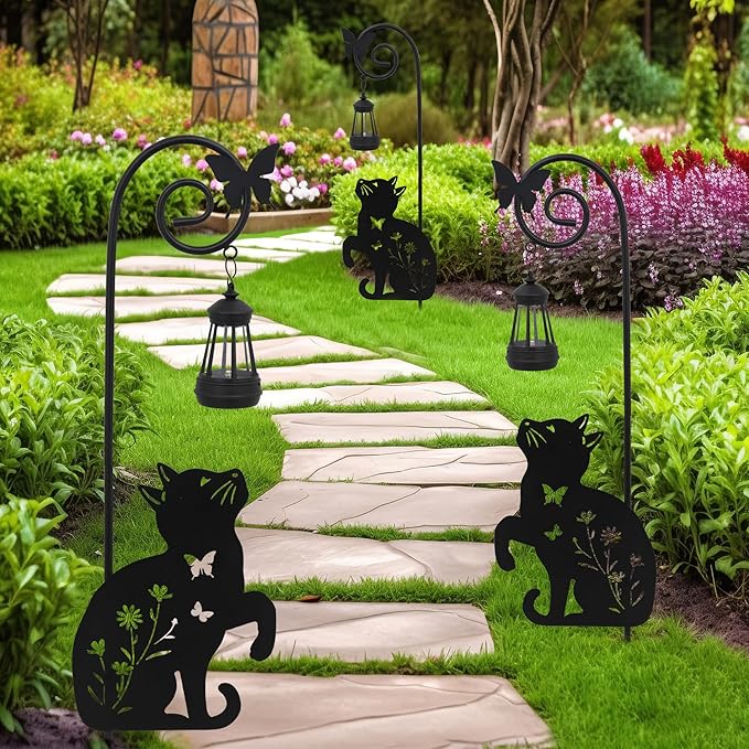 Solar Cat Lantern Garden Stakes - Image 6