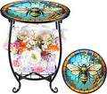 Outdoor Side Table Round Small Mosaic Patio Accent Indoor End Plant Coffee Tea by Cinnvoice
