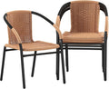 Flash Furniture Lila 4 Pack Beige Rattan Indoor-Outdoor Restaurant Stack Chair by FlashFurniture