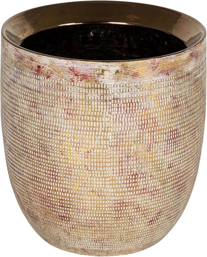 Creative Co-Op Embossed Textured Stoneware Planter, Metallic Gold by CreativeCo-Op