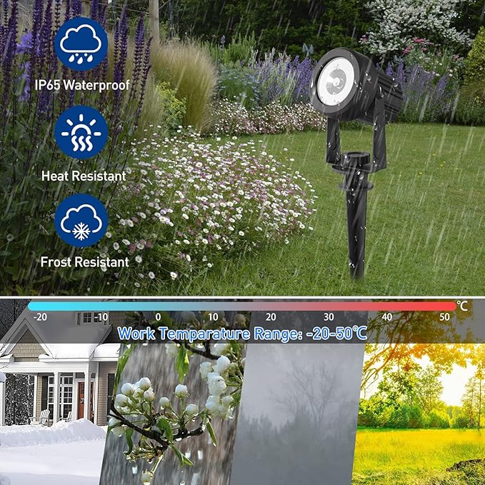T-SUNUS Christmas Solar Landscape Spotlights 2 Pack Warm White 3000K, IP65 - Image 4