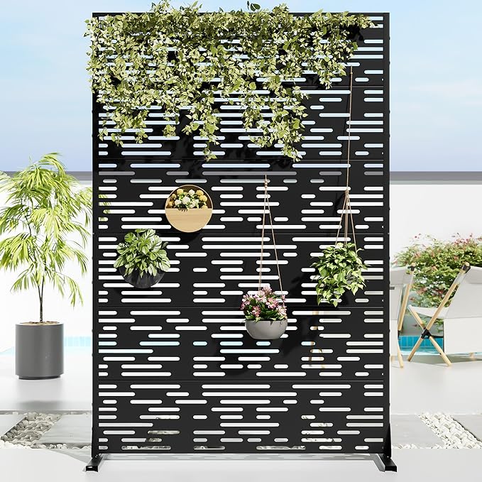 Casaphoria 72" H x 47" W Metal Privacy Screen, Outdoor Freestanding Decorative - Image 2