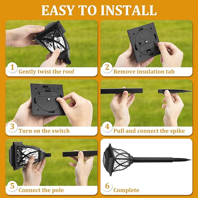 GIGALUMI 6 Pack Solar Lights Outdoor Waterproof, LED Solar Garden Lights - Image 4