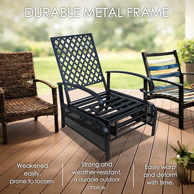 Kozyard Adjustable Outdoor Reclining Lounge Chair, Cushioned Patio Chaise Lounge - Image 4
