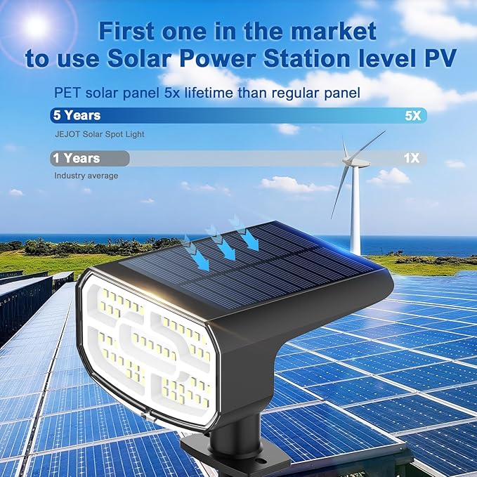 Solar Lights Outdoor Waterproof IP65, Auto On/Off, 2700K 2 Lighting Modes - Image 4