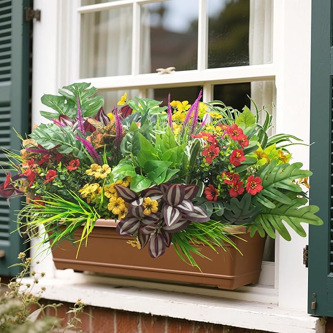 20PCS Fake Flowers UV Resistant Artificial Plants & Faux Shrubs - Image 5