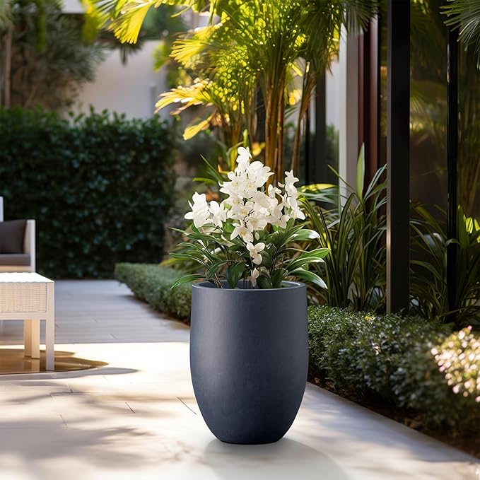 Kante Tall Concrete Planter, 21.7-Inch Height Antique Blue Large Indoor Outdoor - Image 3