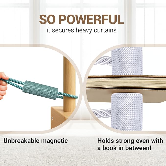 Hion Magnetic Curtain Tiebacks Gray Blue 2pcs, Curtain Tiebacks Buckles - Image 5