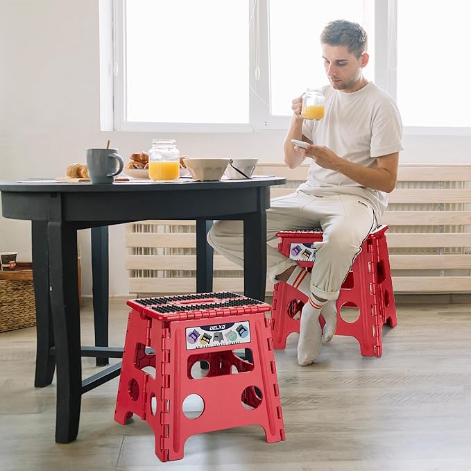 Delxo Folding Step Stool, Non-Slip Stool 13 inch Height Premium Heavy Duty - Image 4
