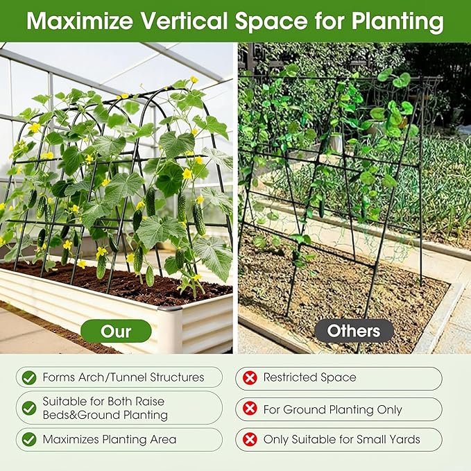 Cucumber Trellis for Raised Bed, U-Shape Garden Trellis for Climbing Plants - Image 4
