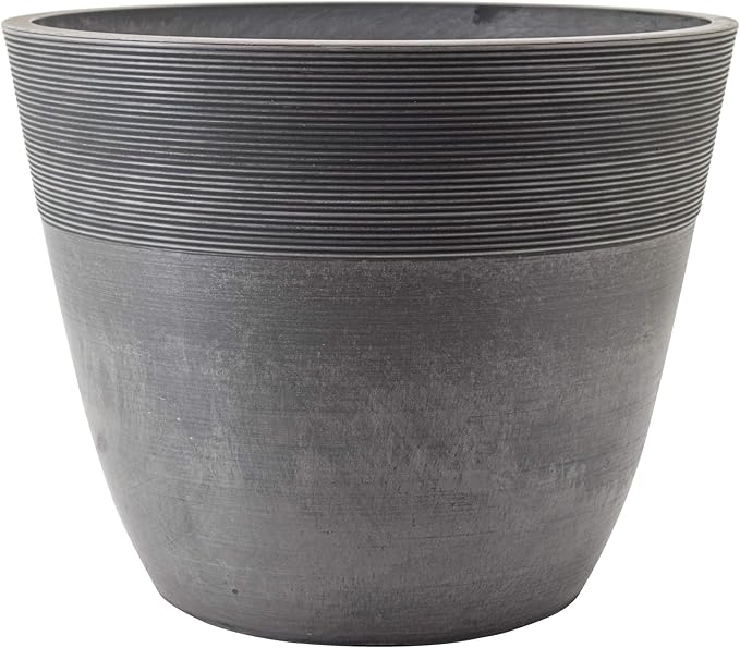 PSW Pot Collection 16-inch Plastic/Stone/Wood Composite Large Ribbed Planter – - Image 2