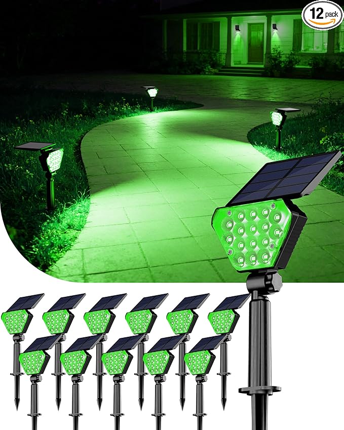 T-SUN Solar Lights Outdoor Waterproof IP65, 12 Pack LED Solar Spot Lights Color by T-SUN